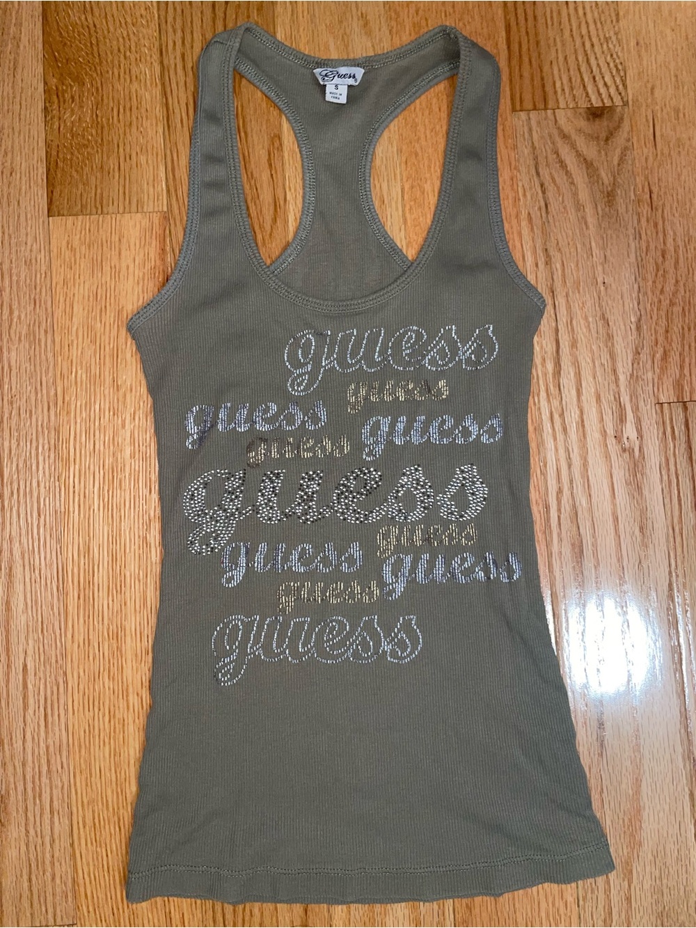 Y2K Size S Guess Olive Green Tank Top